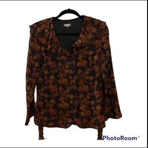 100% wool J.Jill black and red floral jacket/blazer.